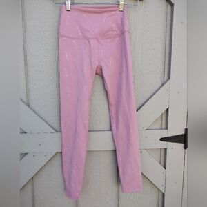 Beyond Yoga Gold Metallic Champagne Flute Leggings Pale Pink Sz XXS